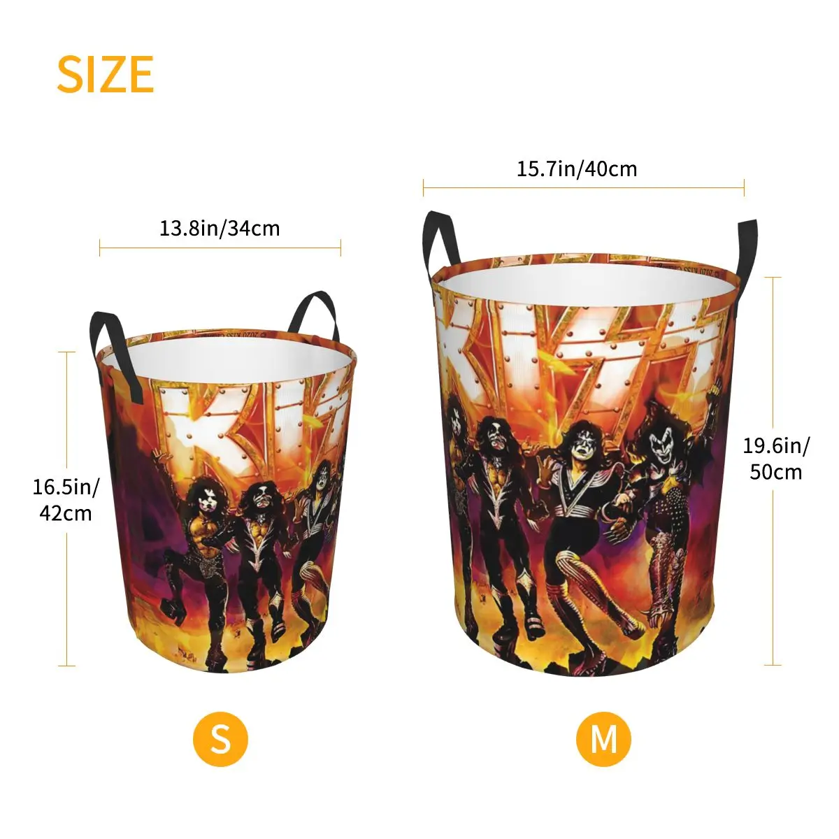 Kiss The Band Rock Band Hard Rock Kiss Army Destroyer Laundry Baskets Dirty Clothes Home Organizer Large Hamper For Home Kids