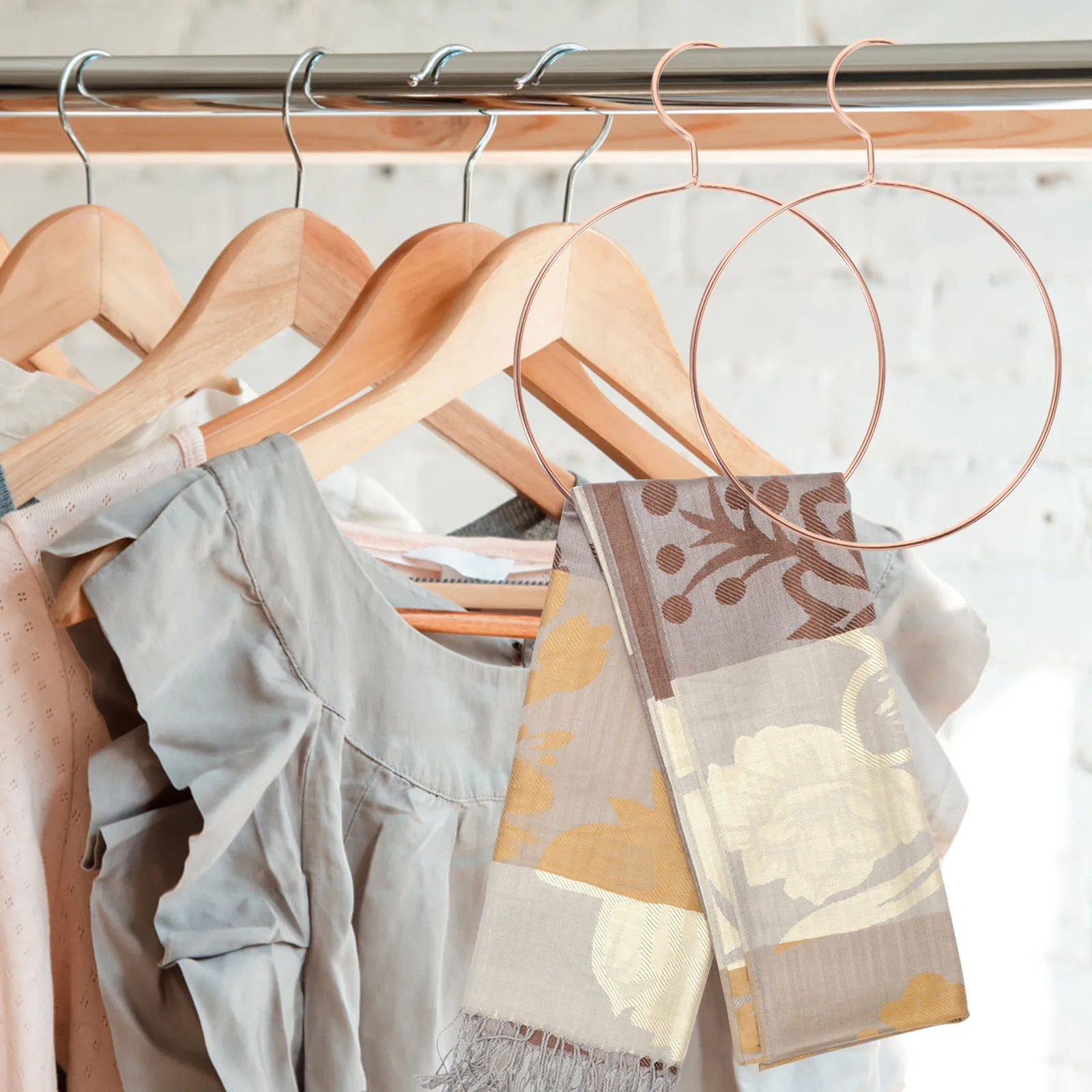 5 Pcs Hangers for Clothes Round Gold Scarves Rounded Pants Rack Scarf Golden Circular Travel