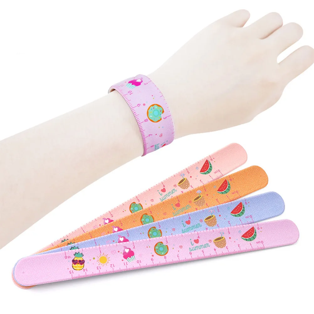 

6 Pcs Silicone Ruler Cartoon Bracelet Pattern Wristband Patted Kids Bracelets
