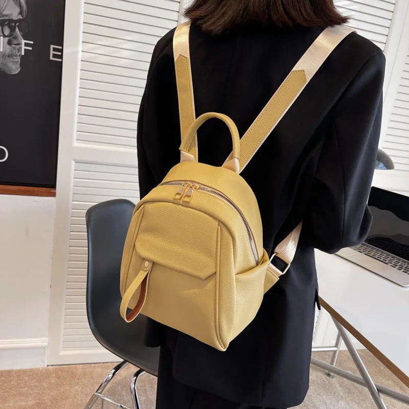 Fashion Women Mini Backpack Solid Color Small Backpacks Simple Casual Student Bookbags Traveling Backpacks 2023 New Schoolbag