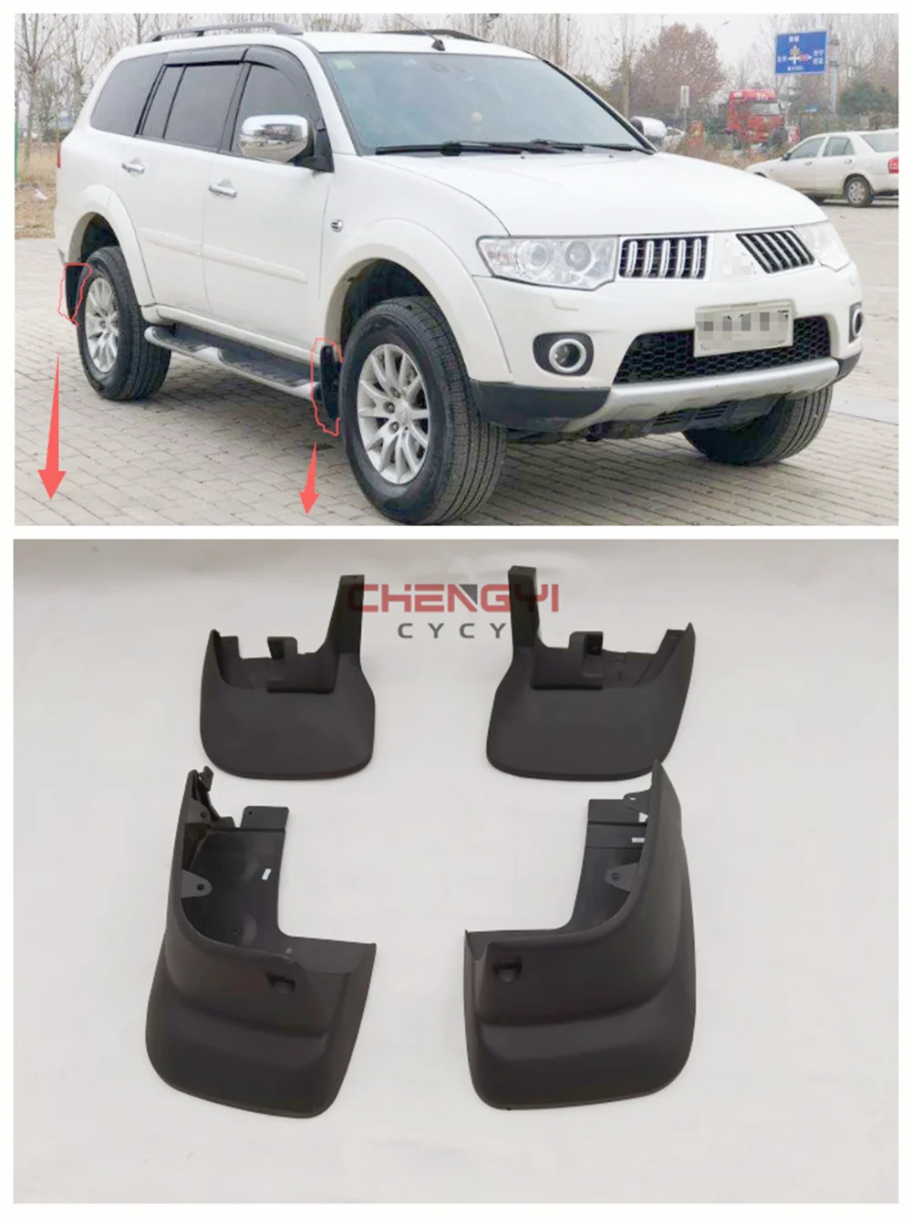 

Car Mudflap For Mitsubishi Pajero Montero KG4W KG6W KH6W Fender Mud Guard Flap Splash Mudguard 5370B203 5370B204 5370B205