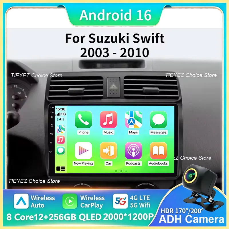 2din Android 16 Car Radio for Suzuki Swift 2003 - 2006 2007 2008 2009 2010 Multimedia Player Carplay Stereo GPS DVD Head Unit