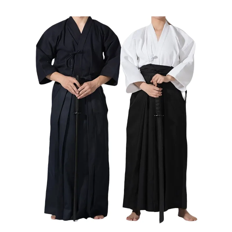 

Kendo Uniform Set Unisex Aikido Hakama Samurai Kimono Martial Arts Training Suit for Men Women