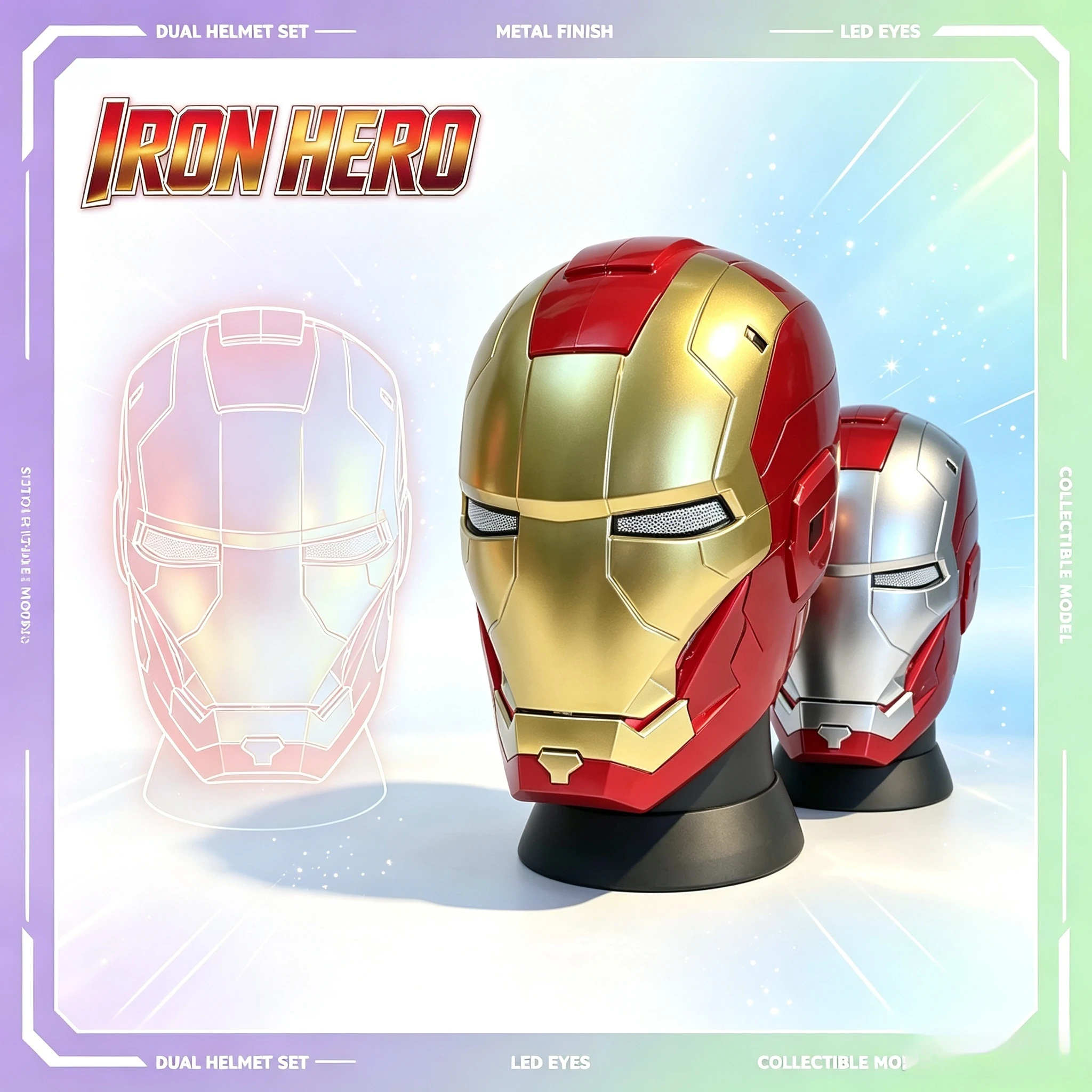 Neuer Iron Man Mk5 Elektrisch/Manuell Öffnender und Schließender Helm mit Zweisprachiger Sprachsteuerung, Spielzeug für Erwachsene, Sammlerstück, Anime-Peripherie, Geschenk