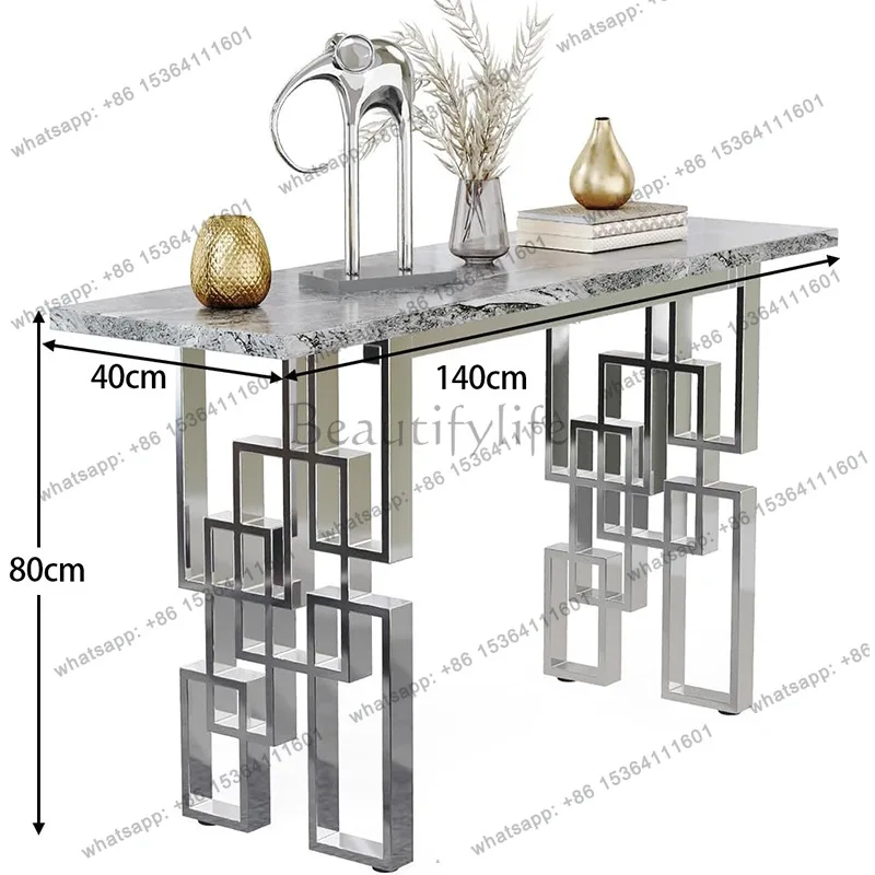 LS Light Luxury Marble Entrance Platform Stainless Steel Modern Simple Aisle End View Platform Club Entrance