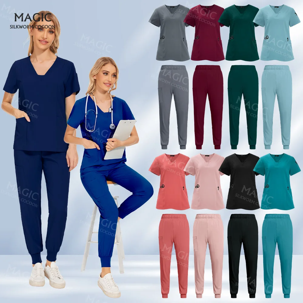 Beauty Salon Workwear Women Spa Uniform Scrubs Tops+pants Pet Grooming Institution Veterinary Surgery Sets V-neck Nurse Uniforms