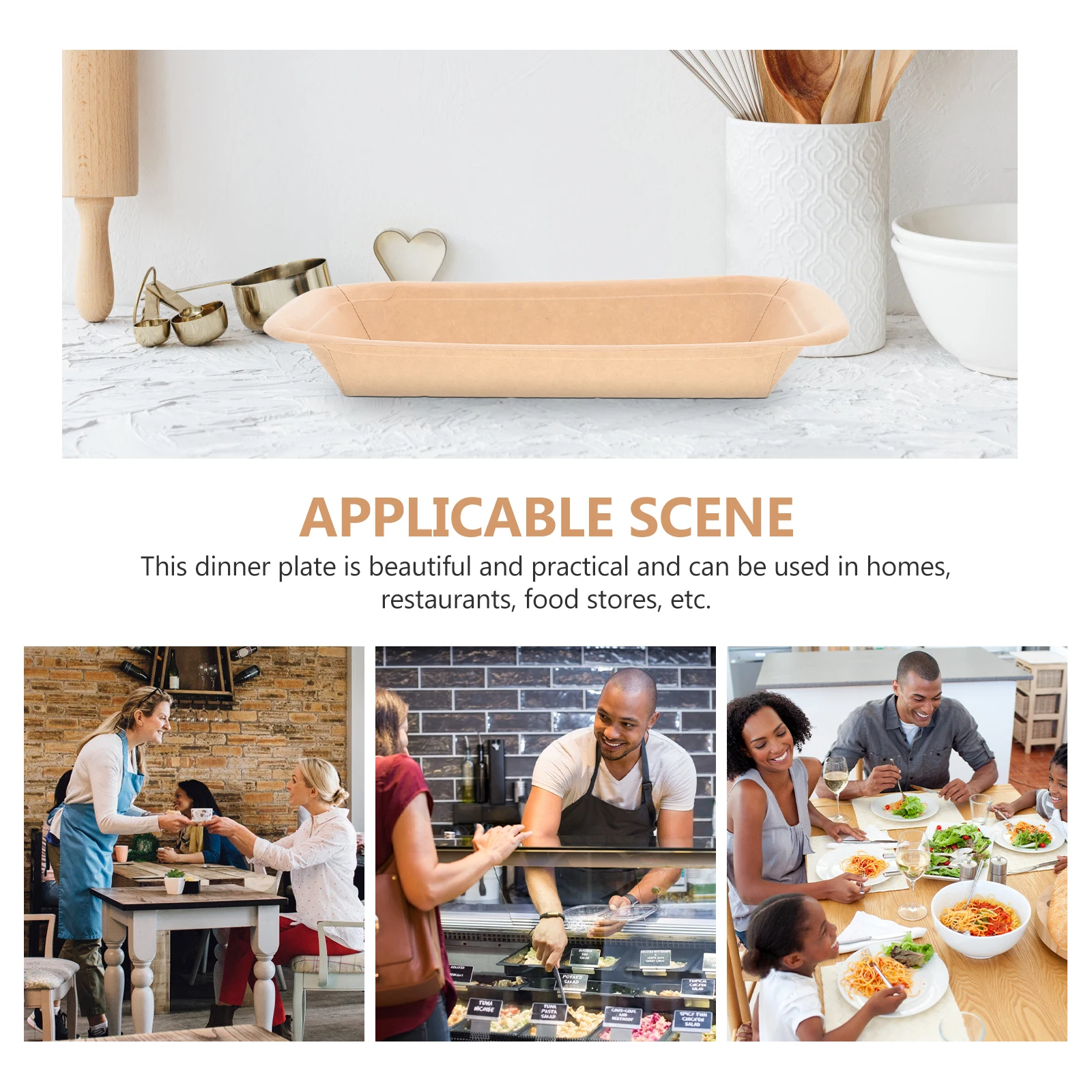 

50 Pcs BBQ Tray Paper Plates Crawfish Party Supplies Seafood Serving Food Shrimp Crab Large Events Practical Long Trays