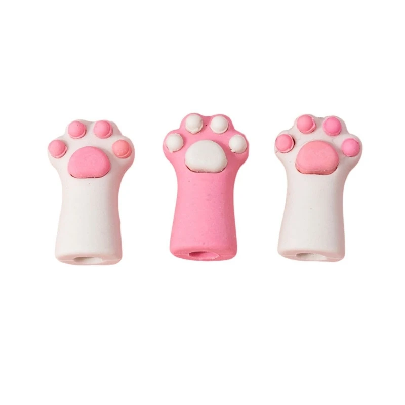 3pcs Cartoon Pencil Toppers Cat Claw Pencil Sleeve Cover Silicone Pencil Caps Decorative Pencil Extender Silicone Shield D5QC