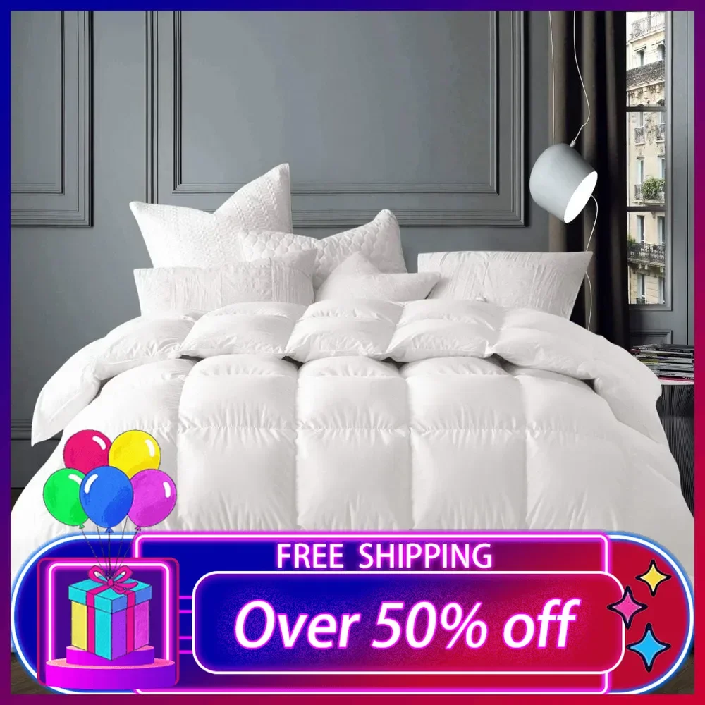 Winter White Goose Down Comforter King Size,Down Duvet Insert, 800 Fill Power, 400 Thread Count,Ultra Soft Noiseless Shell