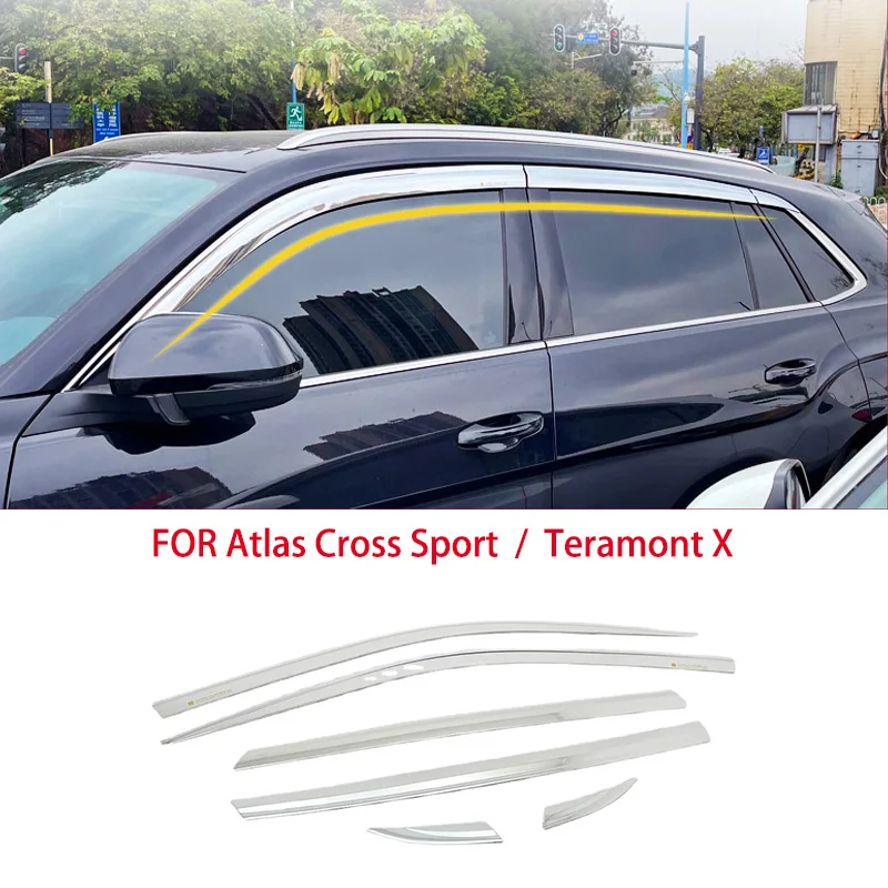 

FIT FOR Atlas Cross Sport / Teramont X 2019-2025 ABS chrome waterproof Door Window Visor Vent Shades Sun Rain Guard