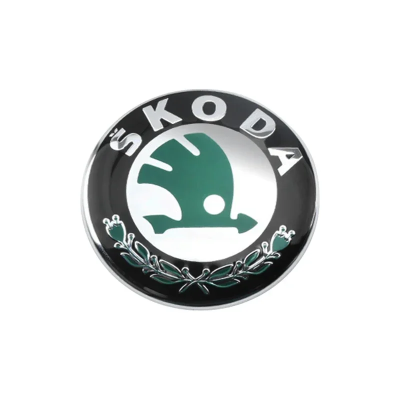 2 Stück ABS 80mm/90mm Auto-Emblem für Skoda Fabia Octavia Superb Rapid Yeti Karoq Vordere Motorhaube Abzeichen Heckklappe Aufkleber Logo