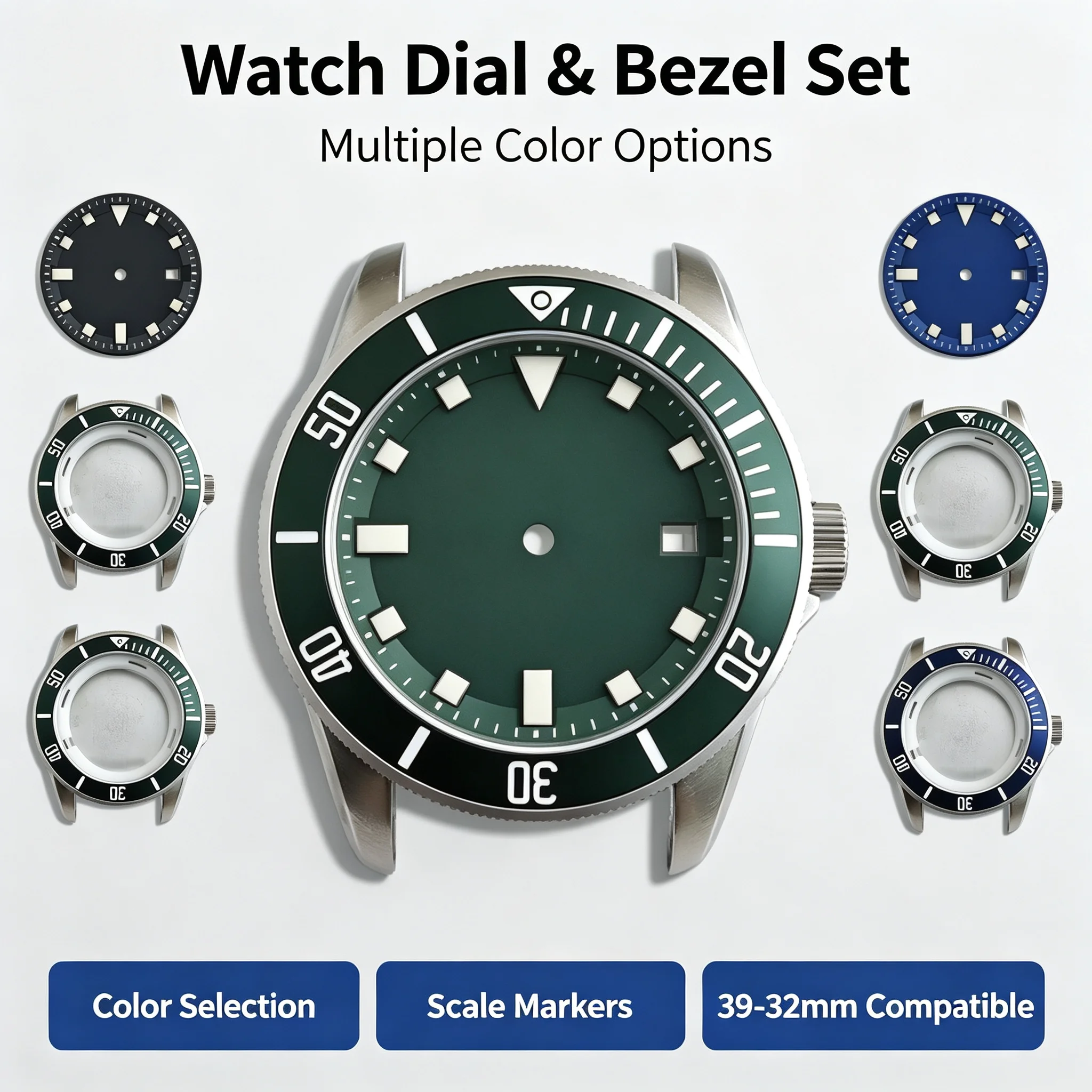 42.5mm Vintage Watch Case M8215 Movement 31.8mm AR Coating Glass Stainless Steel Bracelet Men's Accessories