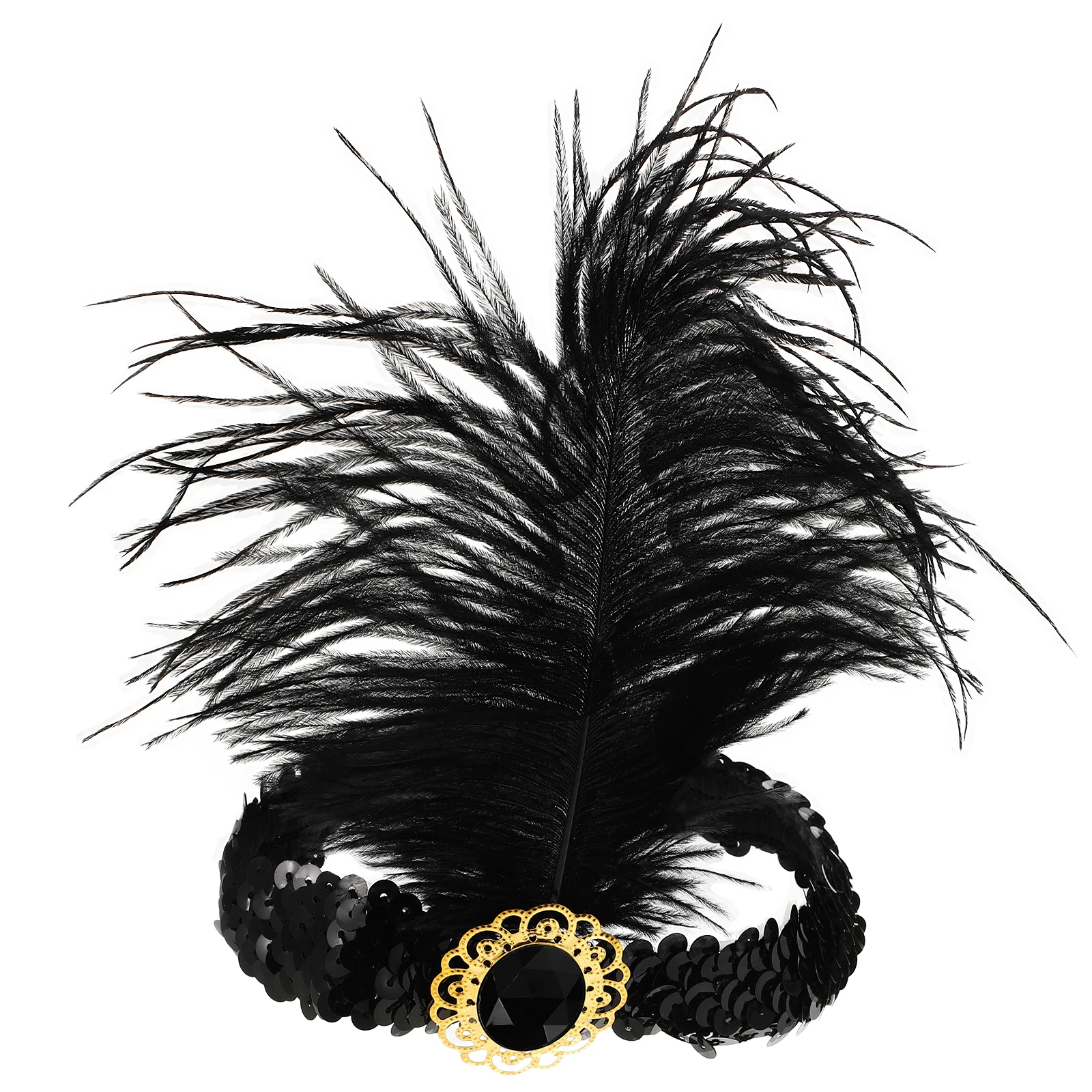 

Headdress Rhinestone Hair Band Halloween Costume Theme Party Headpiece Vintage Flapper Sequin Cosplay Jewelry