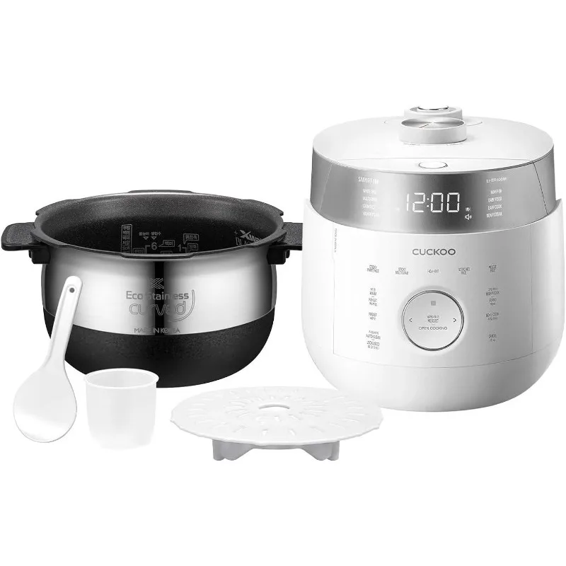 

Small Stainless Steel Rice Cooker 6-Cup (Uncooked),12 Cups (Cooked) with Induction Heating Dual Pressure,16+Menu Options (White)