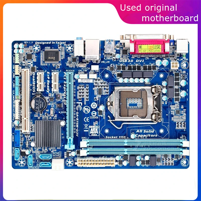 

Used LGA 1155 For Intel B75 GA-B75M-D3V B75M-D3V Computer USB3.0 SATA3 Motherboard DDR3 32G Desktop Mainboard