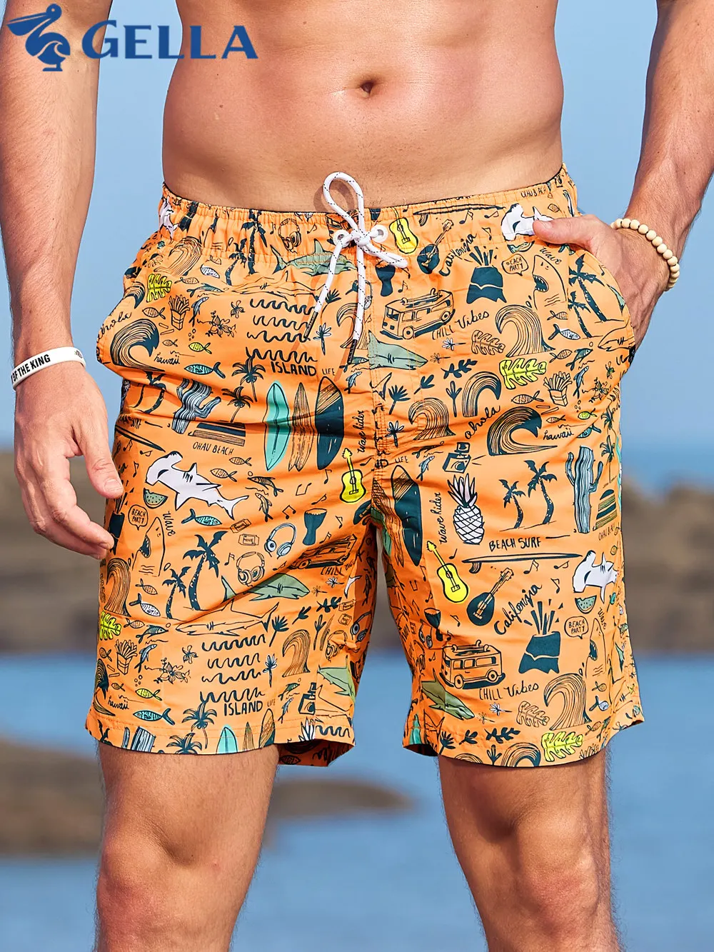 Summer Unisex Creative 3D Printed Men's Quick-Drying Beach Shorts, Loose Elastic Waistband, Street Style Casual Swim Trunks