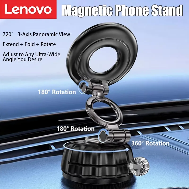 

Новый магнитный держатель для телефона Lenovo для автомобиля, трехсекционный, 720° ° Вращающаяся вакуумная присоска для приборной панели и навигационной системы, новая