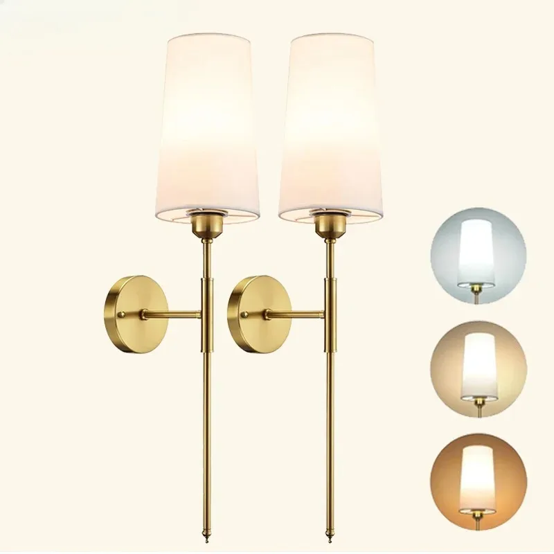 

Wall lamp horn bedside lamp American light luxury bedroom comes with switch