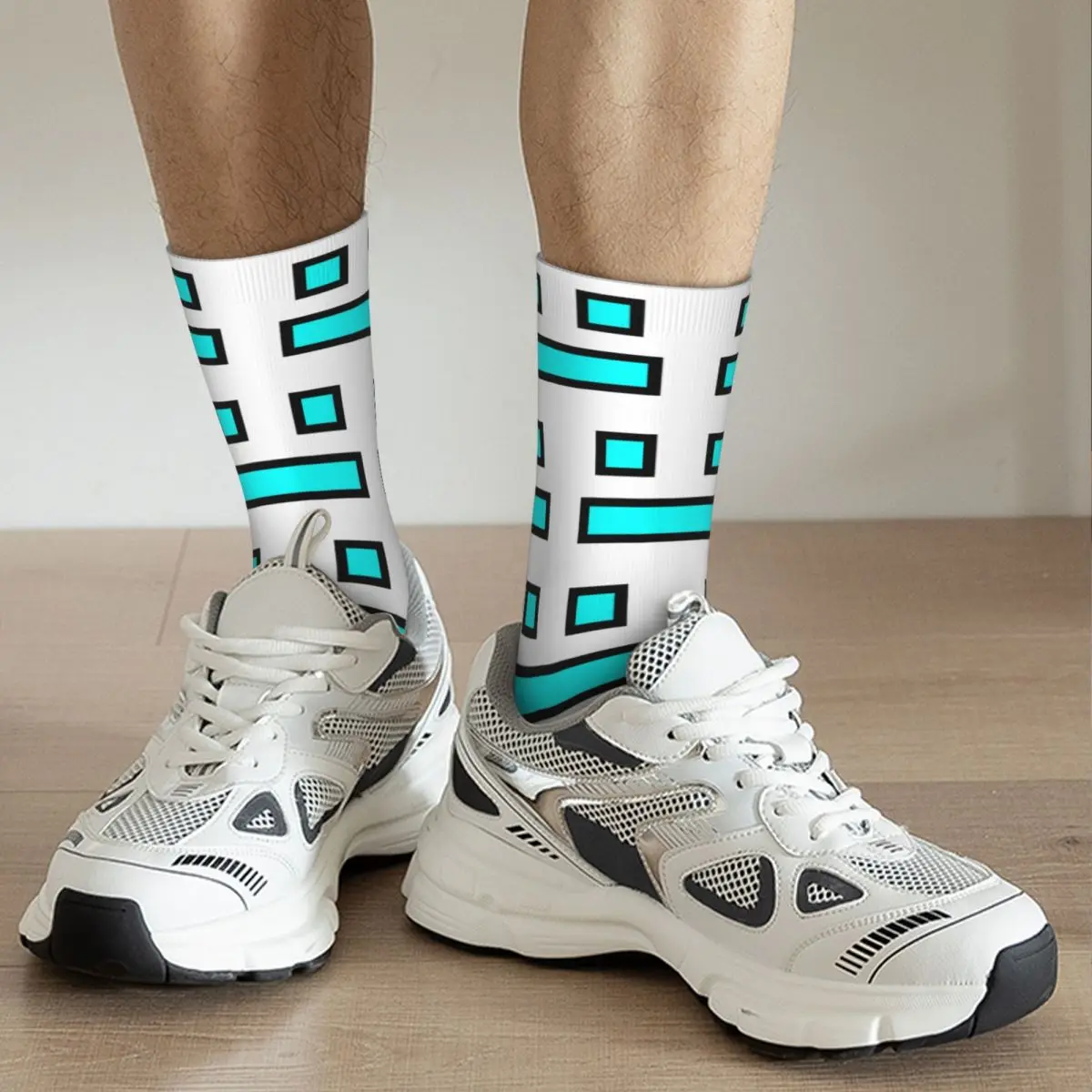 Meias geométricas para videogame, meias harajuku absorventes de suor, meias longas para todas as estações, acessórios para presentes de natal unissex