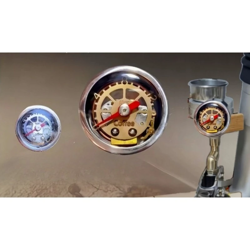 16 Bar Pneumatic Coffee Machine Extraction Cup Steam Pressure Gauge YN35 Axial PT Threaded Interface 1 Thread Stainless Steel