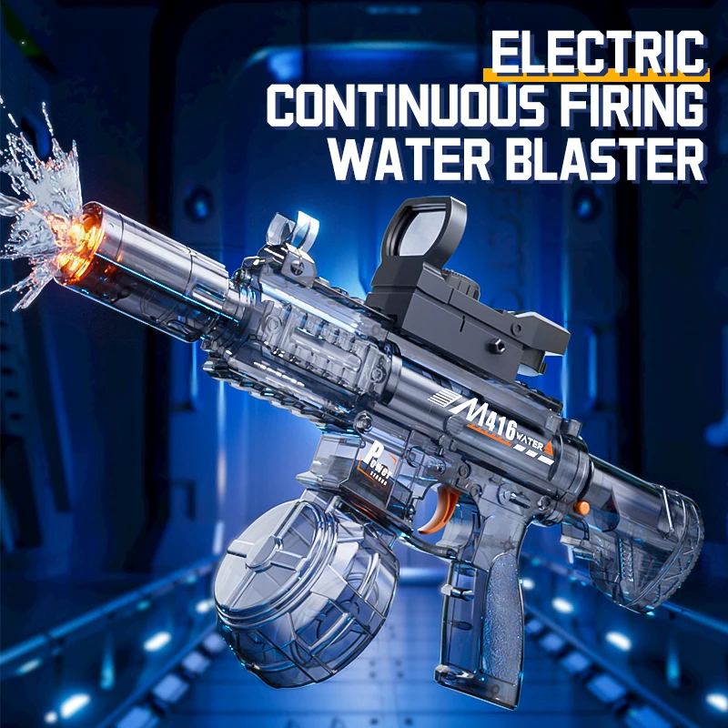 LED Light Electric Water Gun Long Range Automatic Continuous Shooting Water Blaster for Kids Children Summer Outdoor Pool Toys