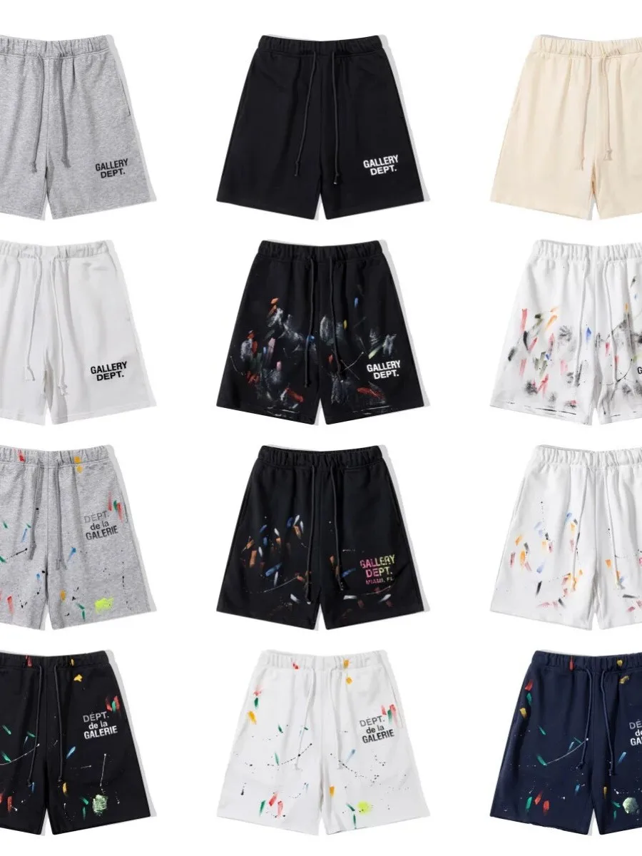 

Summer High Street Splatter Letter Print Loose Casual Versatile Sport Shorts Cotton mid Waist Short Length Hip Hop Style