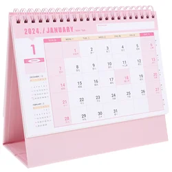 Calendario da tavolo 2024 Sep Dec calendario in piedi mesi Agenda Planner rilegatura a spirale blocchi a righe grandi Home Office rosa