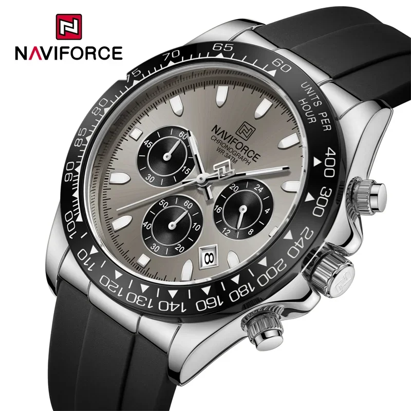 NAVIFORCE NF8054  Luxury Men\'s Watch Waterproof Sports Quartz Clock Silicone Strap Chronograph Luminous Wristwatches