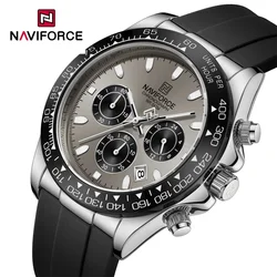 NAVIFORCE NF8054  Luxury Men's Watch Waterproof Sports Quartz Clock Silicone Strap Chronograph Luminous Wristwatches