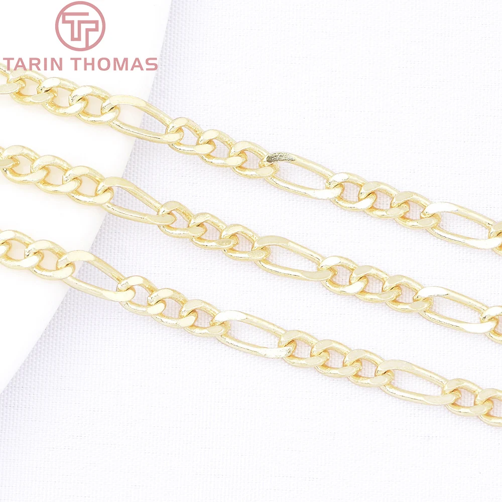 (10067) 2Meters 3x7MM 18K Gold Color Brass Flat Chains Necklace Chains Bracelet Chains High Quality DIY Jewelry Accessories