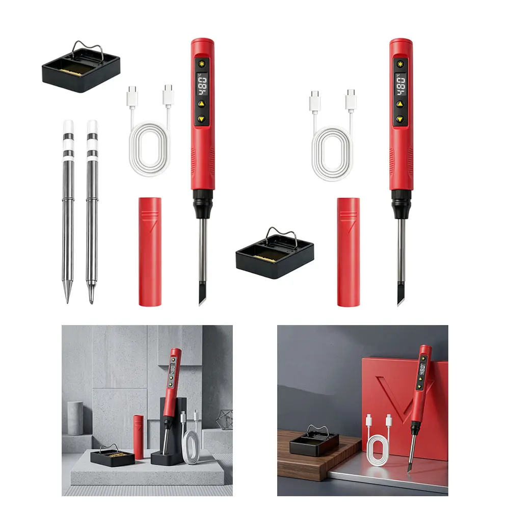 Portable USB Soldering Iron: 65W Fast Heat, Adjustable Temp & Digital Display Power Bank Soldering Iron Home Repair Tool