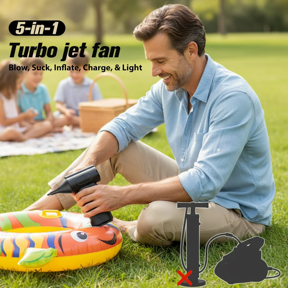 Ventilador Turbo ajustable de 5 velocidades con pantalla de batería de luz Led potente soplador de aire plumero de aire comprimido para coche/PC/limpieza del hogar