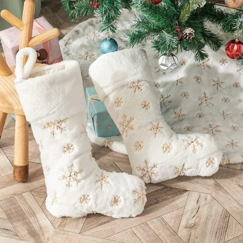 For Plush Sequined Christmas Stockings, 10 Gift Bags, Christmas Fireplace Pendants, Decorative Scene Layout Props