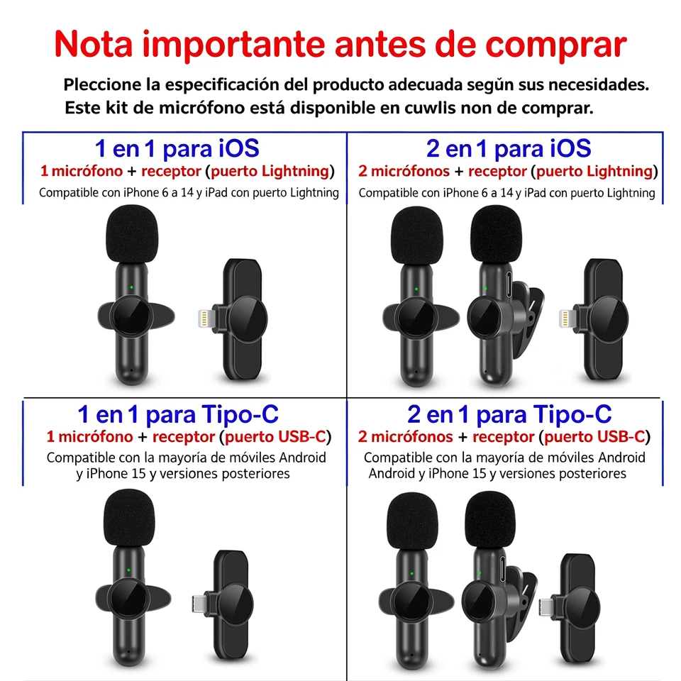 Micrófono de solapa inalámbrico con cubierta antiviento, para grabación de audio y video, mini, para iPhone, Android y móviles 2