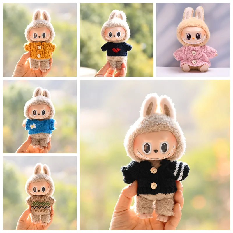 

17 см милая мини-плюшевая кукла, одежда, аксессуары для 17 см V1V2 Labubu Idol, свитер, одежда, сделай сам, детский подарок для девочек