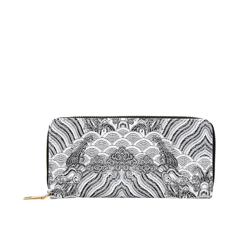 

Embroidery Decoration Women Long Wallet Large Capacity Multi-Card PU Leather Purses Ladies Girl Money Pocket Card Holder