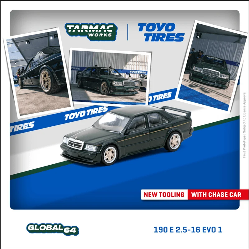 

Tarmac Works 1:64 190 E 2.5-16 EVO 1 TOYO TIRES Diecast Model Car