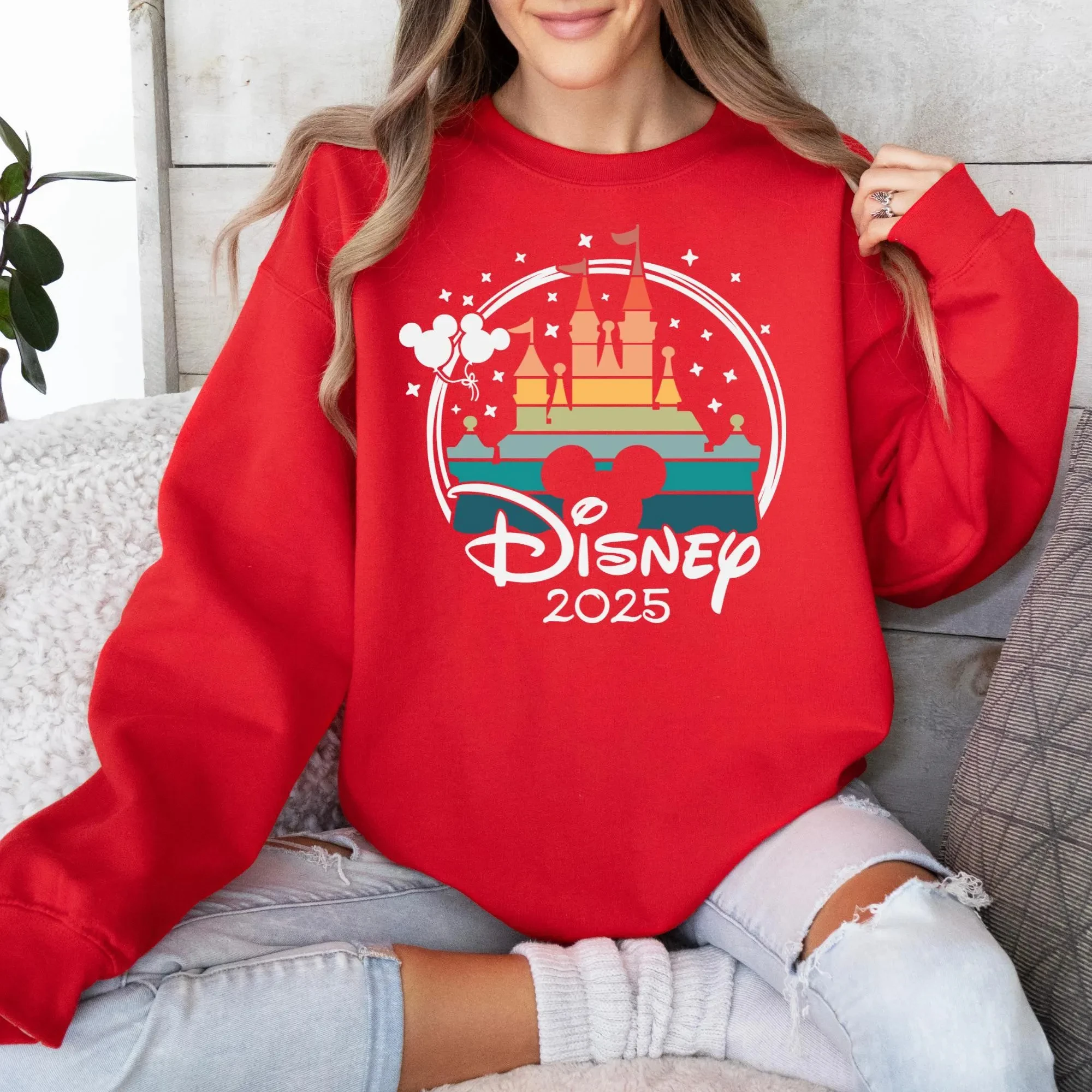 2025 Disney Mickey Peripheral doppelseitig bedruckter Pullover, amerikanischer Herbst- und Winter-warmer lockerer Rundhals-Hoodie für Mädchen