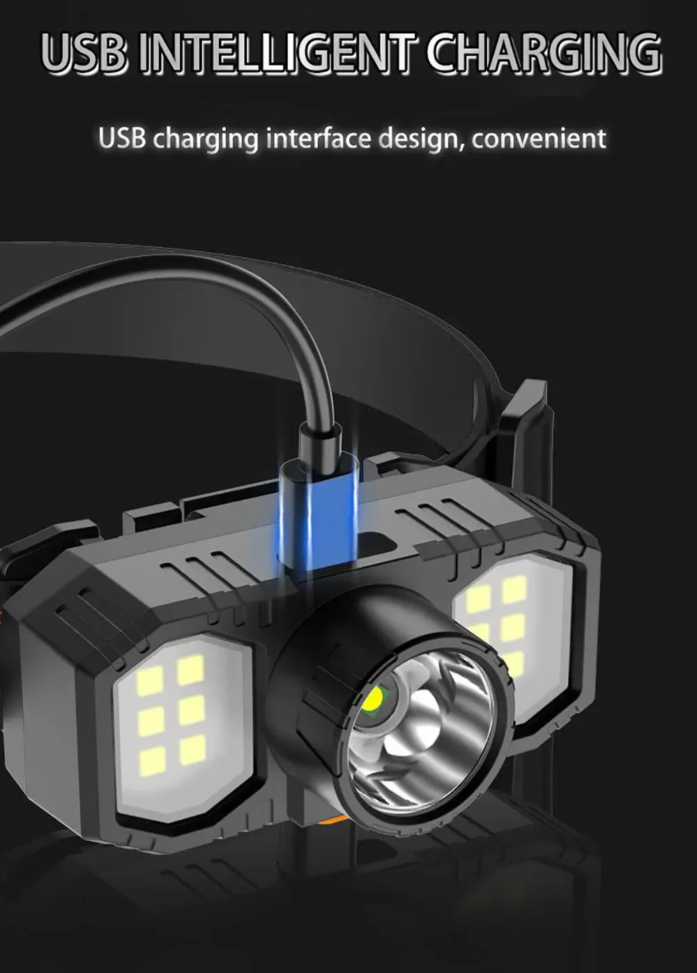 Potente LED + COB faro portatile USB ricaricabile lampada da pesca impermeabile Outdoor Long Shot Head lampada montata torcia da campeggio