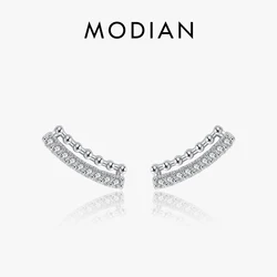 Modian Minimalism Bead Fashion Stud Earring 925 Sterling Silver Cubic Zirconia Elegant Earrings For Women Fine Jewelry Bijoux