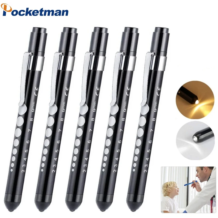 

1-5 Pcs Mini LED Flashlight Pen Light Medical First Aid Penlights Work Light with Pupil Gauge Measurement Doctor Nurse Penlight