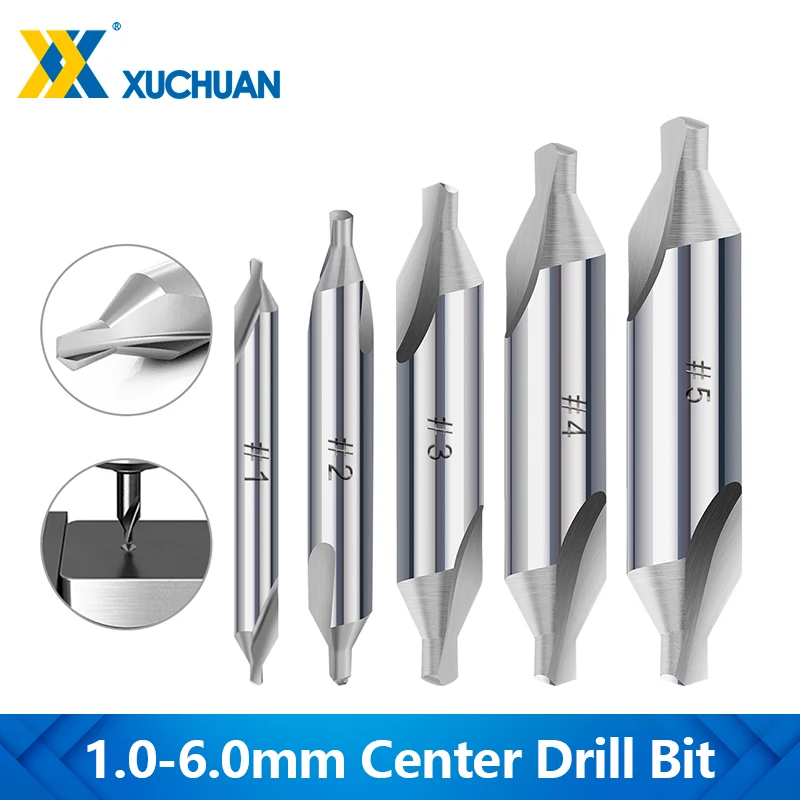 

HSS Combined Center Drill Bits 60 Degrees Core Drill Bit 1.0-6.0mm Metal Drilling Tools Countersink Angle Bit