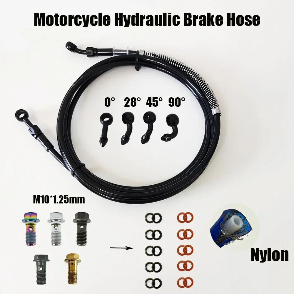 Braided Brake Hose Motorcycle Hydraulic Clutch Tube Master Cylinder Brake Oil DOT Pipe Racing Hose M10 Removing Fittings Banjo