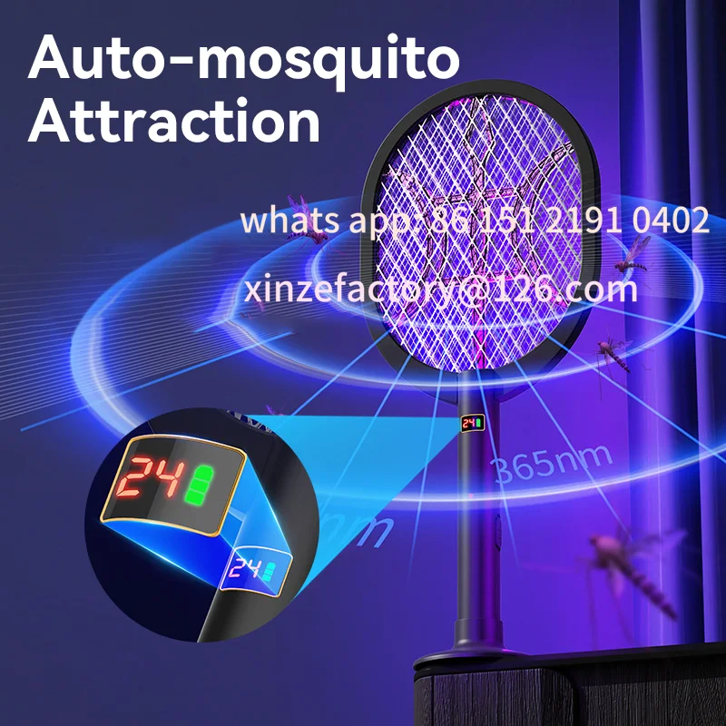 Customizable Auto-mosquito Attraction Rechargeable Electric Mosquito racket Killer fly swatter fryer flies Cordless
