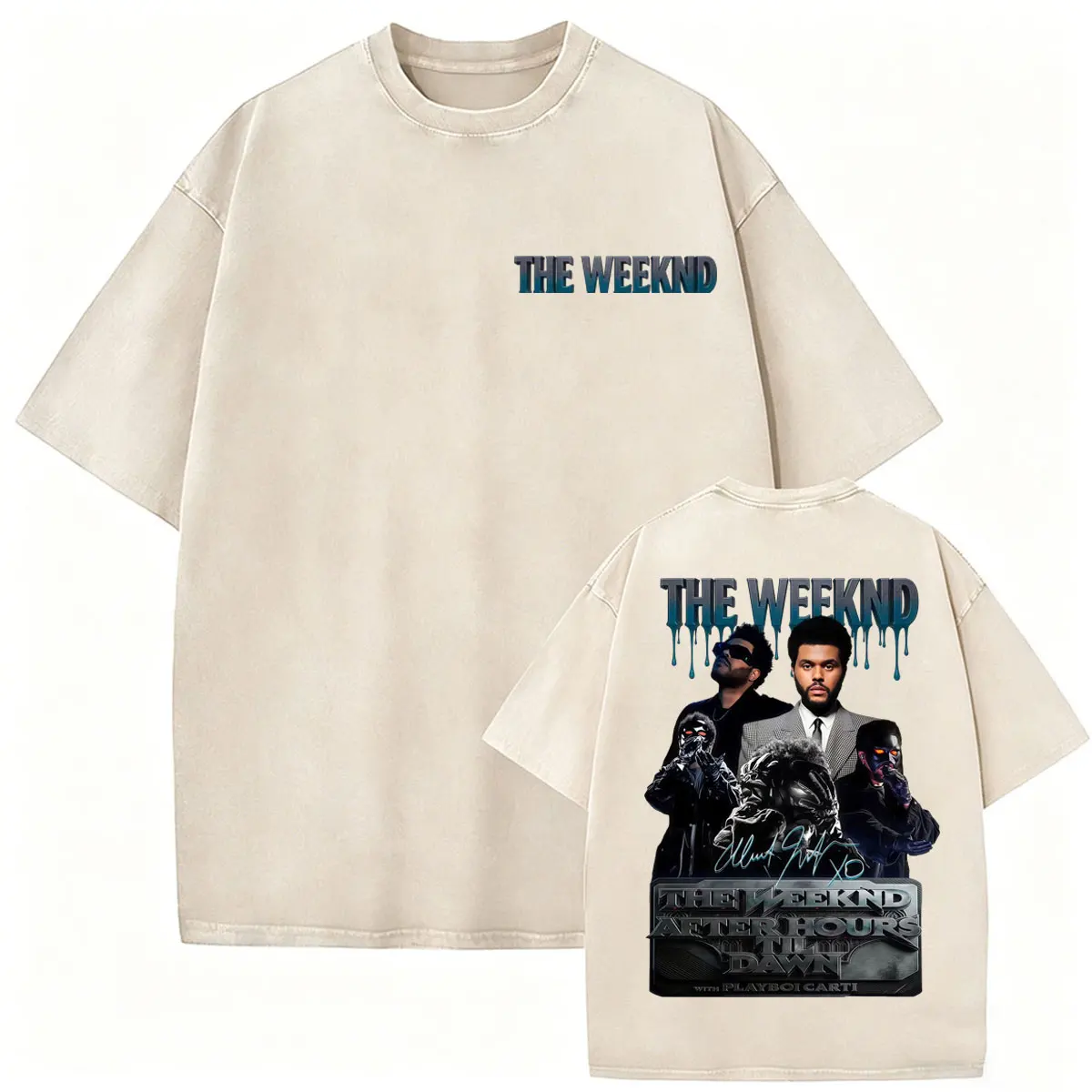 The Weeknd After Hours Til Dawn Tour Vintage Washed T-shirts Men Women Harajuku High Street T Shirts Casual Loose Cotton T-shirt