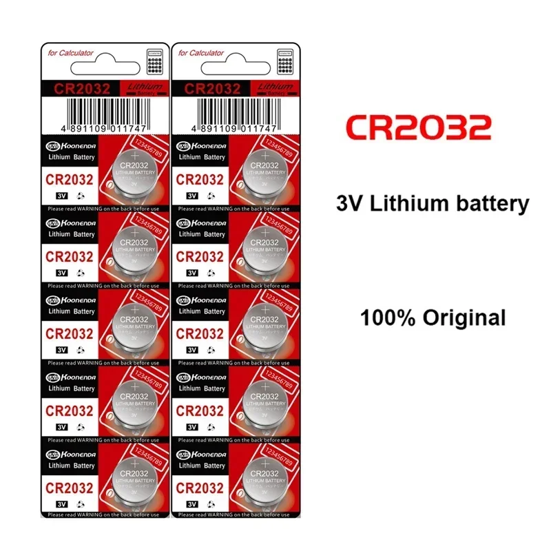 100% Original 10pcs CR2032 Button Batteriy for Remote Control Calculator Watch Motherboard Button Cell Battery 3V Battery Parts