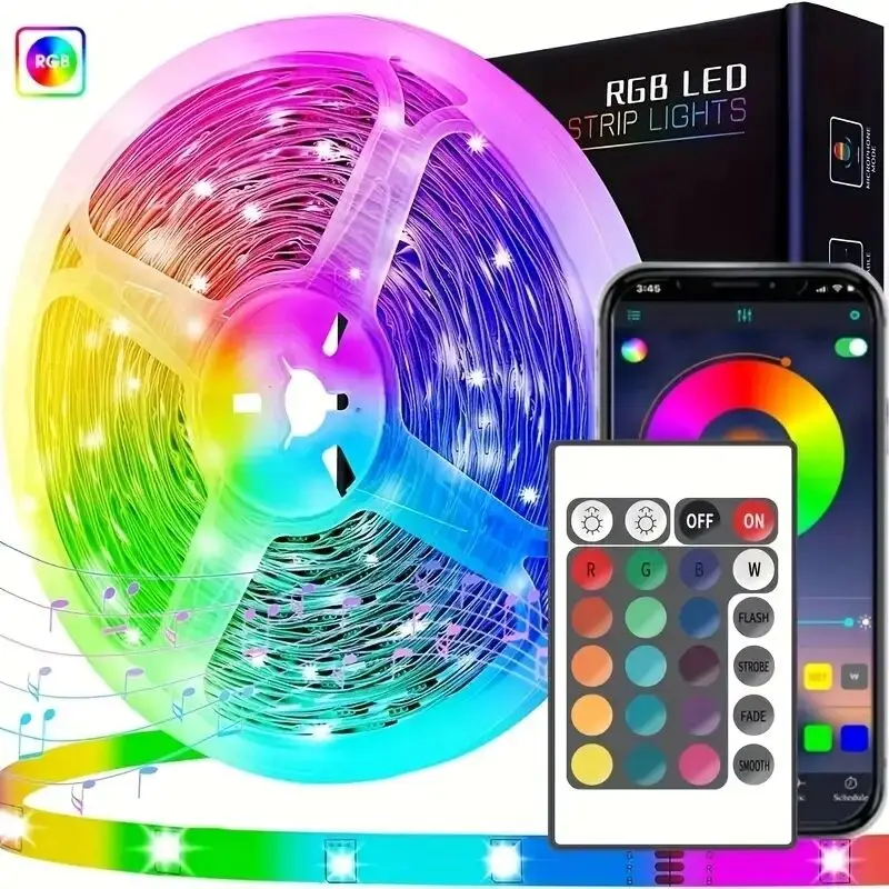 LED Strip Light 1-10M 2835/5050 RGB 24key Remote Control Bluetooth APP Control USB 5V Flexible Tape TV Backlight Home Decoration