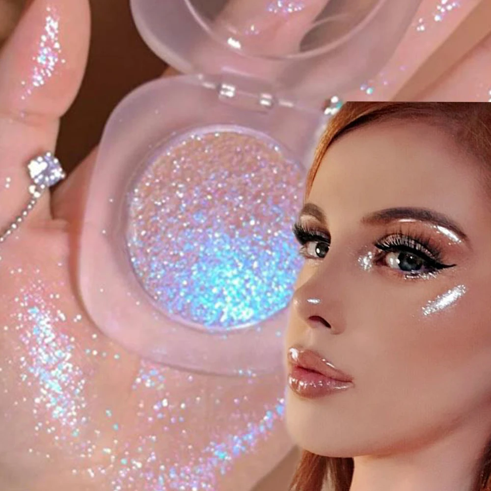 Paleta de polvo brillante, iluminador monocromático, maquillaje brillante, contorno facial duradero, resistente al agua, 3 colores