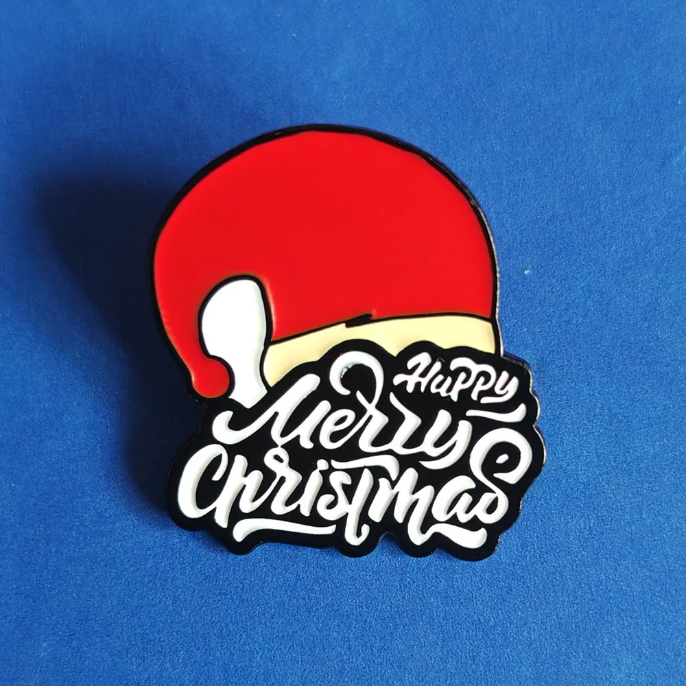 

Cute Hat Cartoon Brooch, Merry Christmas Metal Enamel Badge, Fashionable Lapel Jacket Pin