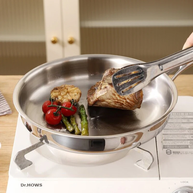 Uncoated 316 stainless steel pan household non-stick pan food grade thickened induction cooker special cooking frying pan